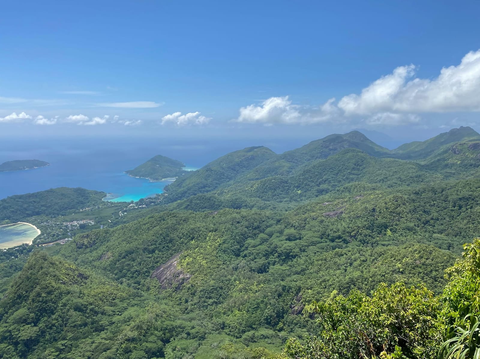 Morning view over the green mountains of Morne Seychellois National Park, Mahé